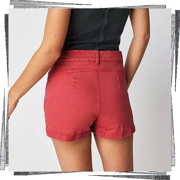 Berry Color High Waisted Belted Shorts (4) by Free People - Picture 2 of 5